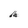 EFB Netzkabel Schutzkontakt 90°-C5 180°.sw.3.0m.3x1.00mm