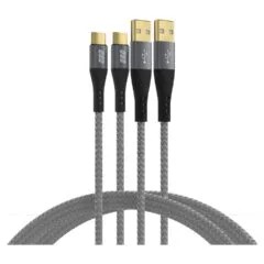 EFB USB-A auf USB-C Kabelset 60W QC 3A 2x3m grau