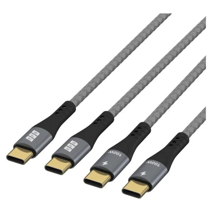 EFB USB-C Kabelset 100W PD 3.0 5A E-Marker Chip 2x2M grau — image 4