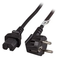 EFB Warmgerteleitung CEE 7 7 90 auf C15, schwarz, 1 m, 3 x 1,00 mm H05RN-F