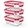 Emsa N10511 Clip & Close Glas Frischhaltedosen-Set 3-teilig Transparent Rot