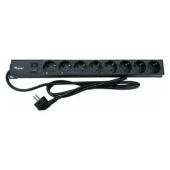 Equip 19' Steckdosenleiste CEE7 7 90°- to 8xSchuko+Switch Alu.