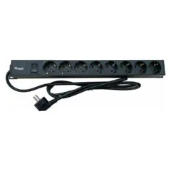 Equip 19' Steckdosenleiste CEE7 7 90°- to 8xSchuko+Switch Alu.