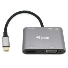 Equip Dock USB-C- to HDMI.VGA.USB3.0.AUX.100WPD 15cm sw