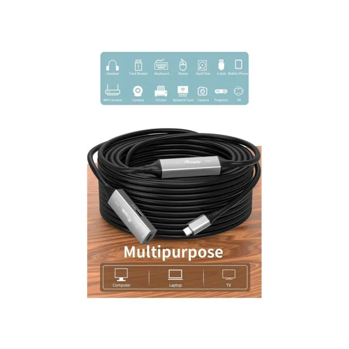 Equip Kabel USB-C3.2- to C Gen1 Akt.Erweit.St Bu 10.00m schwarz — image 7