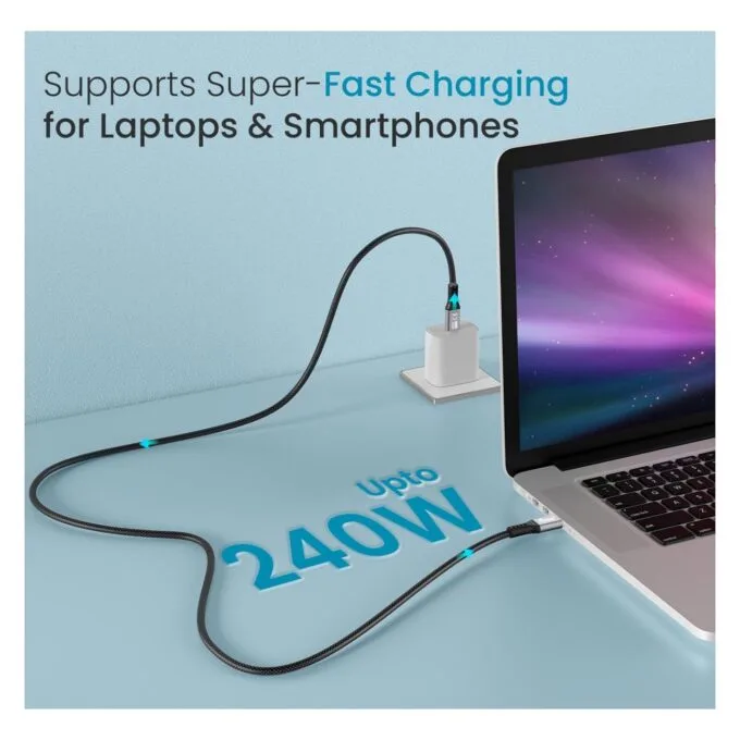 Equip Kabel USB-C3.2- to C Gen2x2 PD240W St St 1.00m schwarz — image 8
