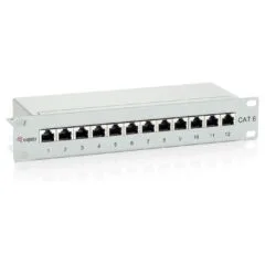 Equip Patchpanel 12x RJ45 Cat6 10' FTP 1HE ISO IEC hellgrau