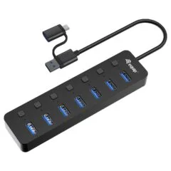 Equip USB-Hub 7-Port 3.2 - to 7x3.2 5Gbps m.Netzteil sw
