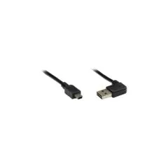 GoodConnections Anschlusskabel USB 2.0 EASY Stecker A an Mini B Stecker. gewinkelt. schwarz. 3m.