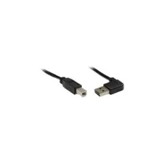 GoodConnections Anschlusskabel USB 2.0 EASY Stecker A gewinkelt an Stecker B. schwarz. 5m.