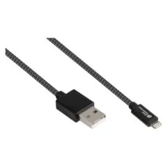 GoodConnections USB-A 2.0 to Lightning (ST-ST) 0,5m Ladekabel Textilmantel 12W Schwarz
