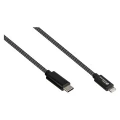 GoodConnections USB-C 2.0 to Lightning (ST-ST) 0,5m Ladekabel Textilmantel 18W Schwarz