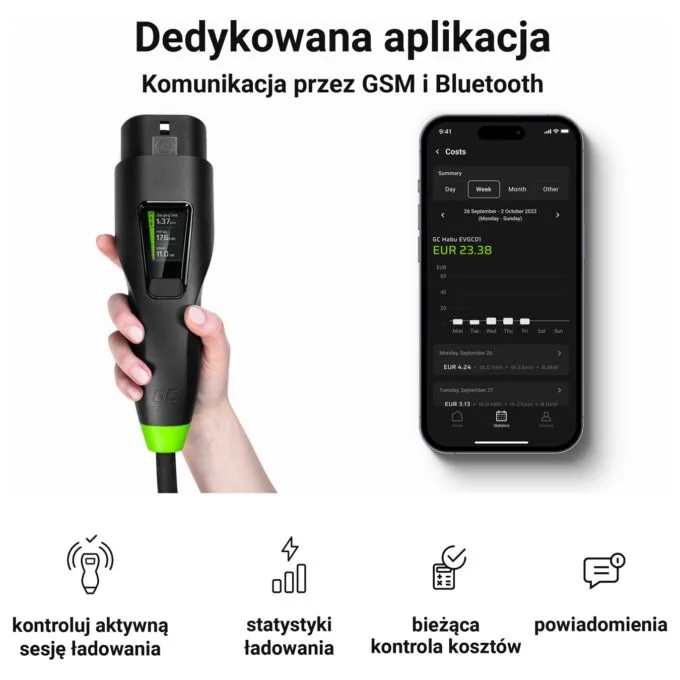 Green Cell Habu EV-Ladestation 7m 2-in-1 11kw Black — image 21
