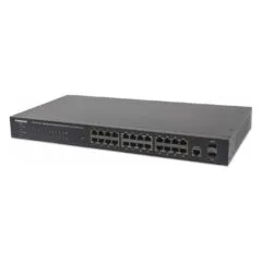 INTELLINET 24-Port PoE Gigabit Switch Web-Managed 2 GBIC SFP Ports Ausgangsleistung bis zu 30 Watt pro Port PoE+ IEEE...