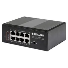 INTELLINET 8-Port PoE+ Gb Switch PoE-Passthrough 1xPD PoE 95W Eingangsstrom 7x PSE PoE Strombudget bis 120W DIN-Hutsc...