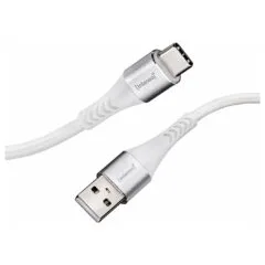 Intenso USB-Kabel A315C Nylon 1,5m weiß, USB-A und USB-C Anschluss, unterstützt Schnelladen (PD) bis 60W