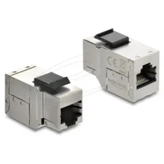 Keystone Modul Kupplung RJ45 Buchse zu RJ45 Buchse Cat.6A mit schwarzer Kunststoff Latch. geschirmt