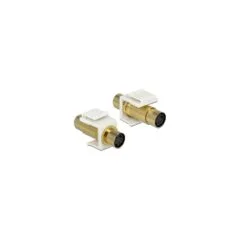 Keystone Modul Mini-DIN 4 Pin Buchse to Buchse vergoldet weiß