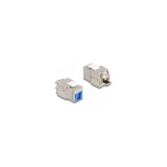 Keystone Modul RJ45 Buchse zu LSA Cat.6A werkzeugfrei mit blauer Staubschutzkappe