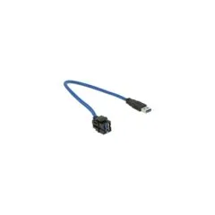 Keystone Modul USB 5 Gbps Typ-A Buchse 250° zu Typ-A Stecker mit 0.5 m Kabel schwarz