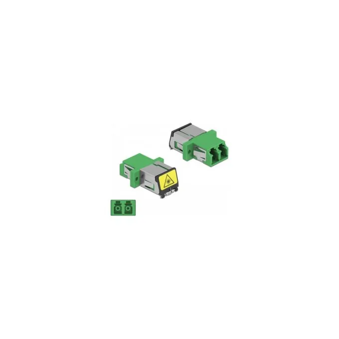 LWL Kupplung mit Laserschutzklappe LC Duplex Buchse zu LC Duplex Buchse Singlemode grün — image 3