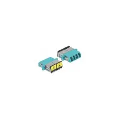 LWL Kupplung mit Laserschutzklappe LC Quad Buchse zu LC Quad Buchse Multimode aqua