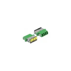 LWL Kupplung mit Laserschutzklappe LC Quad Buchse zu LC Quad Buchse Singlemode grün