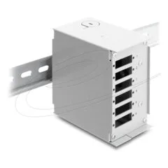 LWL Patchfeld 6 Port für SC Duplex oder LC Quad grau Metall zur Hutschienen Montage