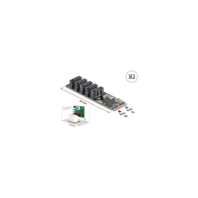 M.2 2280 Key B+M Kontroller zu 5 x SATA — image 2