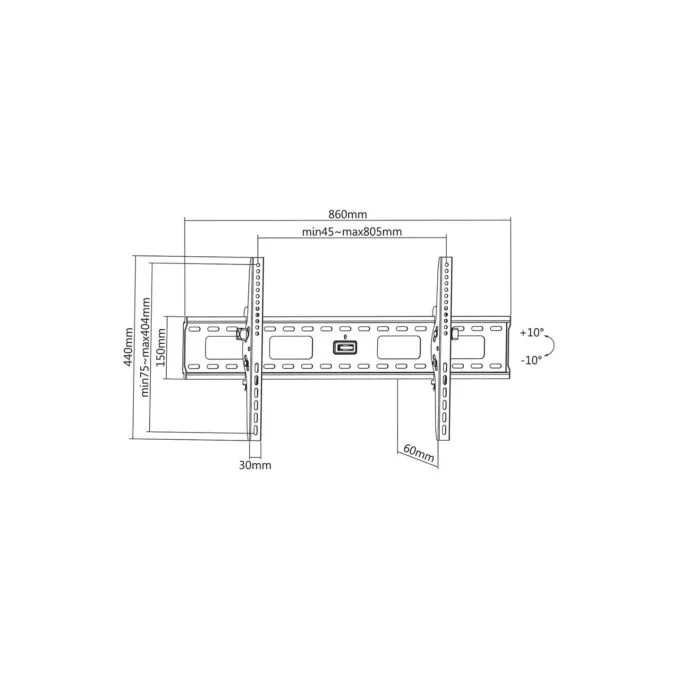 MANHATTAN Flachbildschirm-Wandhalterung neigbar Geeignet fuer Bildschirme von 94cm bis 215.9cm 37 bis 85 Zoll Farbe s... — image 4