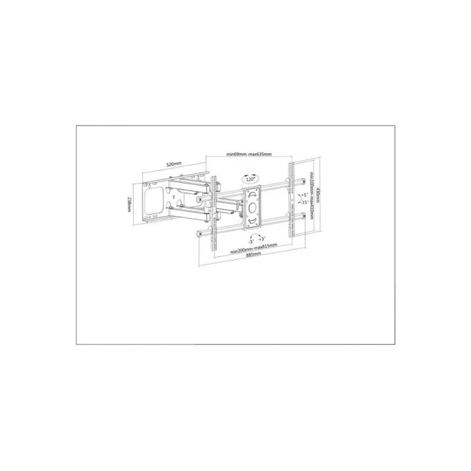 MANHATTAN TV-Wandhalterung 94-228,6cm 37-90 Zoll neig- und schwenkbar fuer Grossbildschirme und Curved TVs bis 75kg — image 5