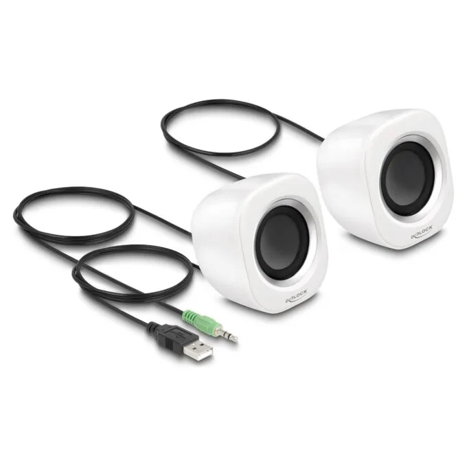 Mini Stereo PC Lautsprecher mit 3.5 mm Klinkenstecker und USB Stromversorgung weiß — image 2