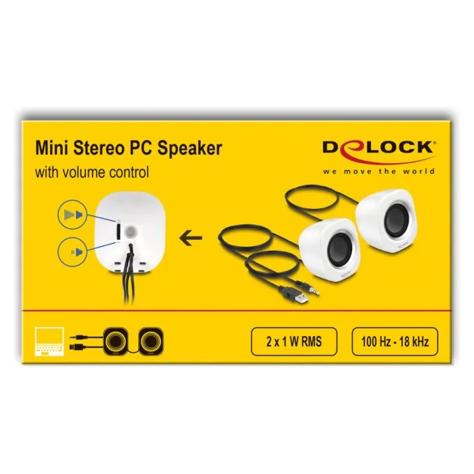 Mini Stereo PC Lautsprecher mit 3.5 mm Klinkenstecker und USB Stromversorgung weiß — image 3