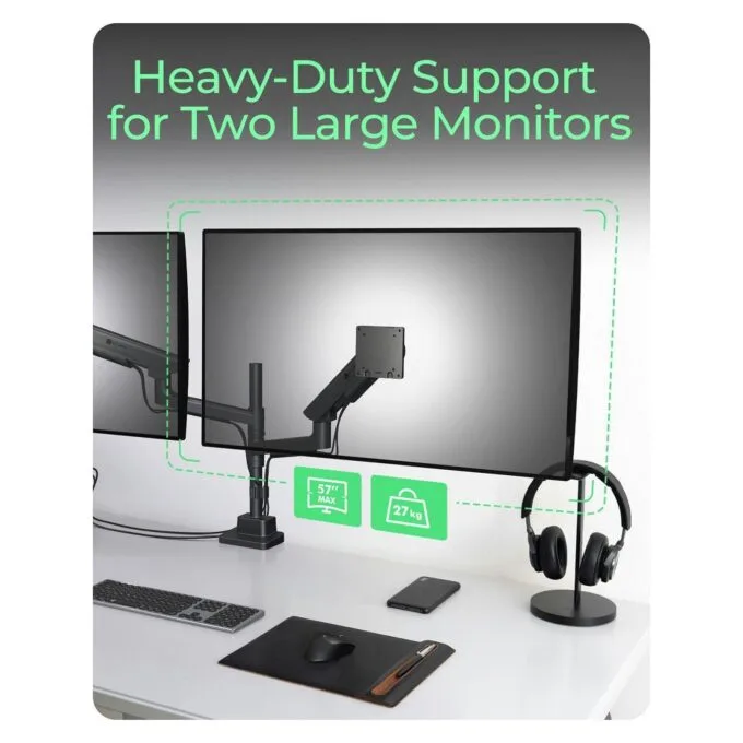 Monitorständer IcyBox 2 Monitore bis zu 57' 27kg Tischmontag — image 3