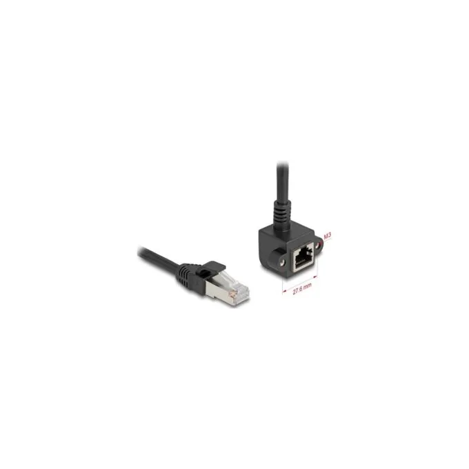 Netzwerk Verlängerungskabel RJ45 Stecker zu RJ45 Buchse 90° gewinkelt Cat.6 F UTP 0.25 m schwarz — image 2