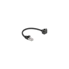 Netzwerk Verlängerungskabel RJ45 Stecker zu RJ45 Buchse 90° gewinkelt Cat.6 F UTP 0.25 m schwarz
