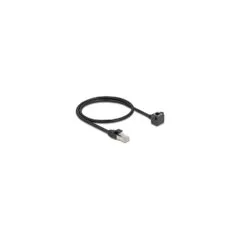 Netzwerk Verlängerungskabel RJ45 Stecker zu RJ45 Buchse 90° gewinkelt Cat.6 F UTP 0.5 m schwarz