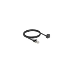 Netzwerk Verlängerungskabel RJ45 Stecker zu RJ45 Buchse 90° gewinkelt Cat.6 F UTP 1 m schwarz