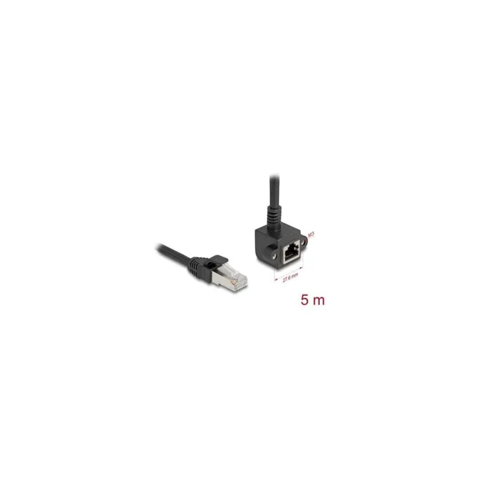Netzwerk Verlängerungskabel RJ45 Stecker zu RJ45 Buchse 90° gewinkelt Cat.6 F UTP 5 m schwarz — image 2