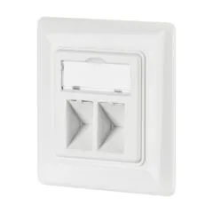 Netzwerkdose 2-fach für Keystones, Weiss, RAL 9003