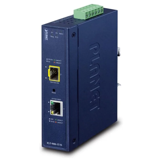 Planet IGT-900-1T1S 1-Port Industrial + 1-Port SFP Managed Media Converter — image 1