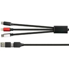 PYTHON USB-C USB-A to USB-C USB Micro-B Lightning (ST-ST) 1m Ladekabel Textilmantel Schwarz