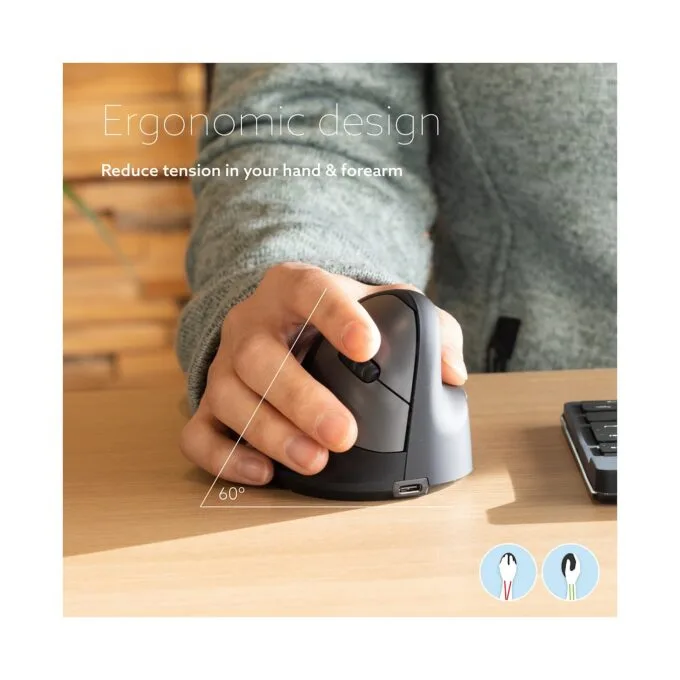 R-Go Maus HE ergonomisch rechts Bluetooth mittel schw. silb retail — image 7