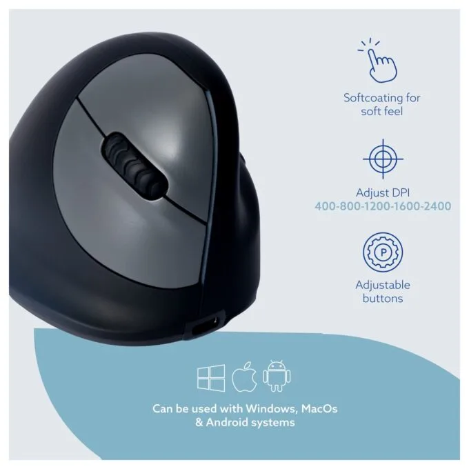 R-Go Maus HE ergonomisch rechts Bluetooth mittel schw. silb retail — image 10