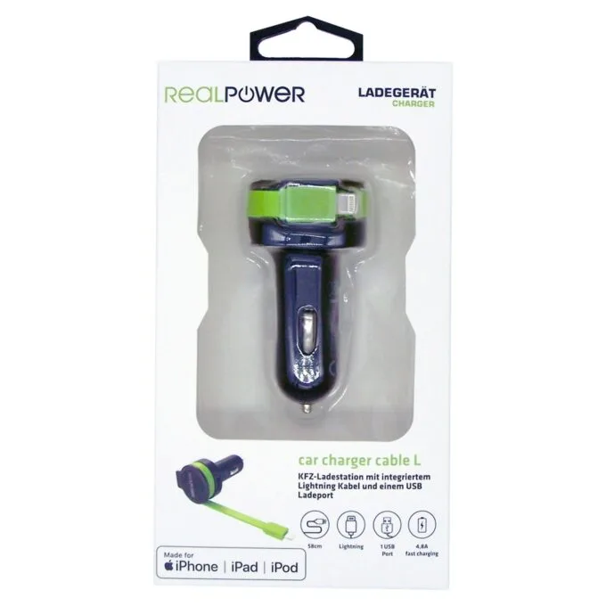 RealPower KFZ-Ladegerät Charger L 2400mA 1xUSB 1xLightning — image 4