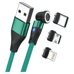 RealPower Magentic cable 3 Amp.1m.grün mit Adaptern