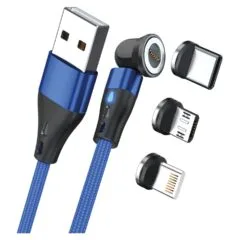RealPower Magnetic cable 3 Amp.2m.blau mit Adaptern