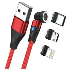 RealPower Magnetic cable 3 Amp.2m.rot mit Adaptern