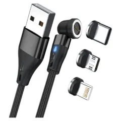 RealPower Magnetic cable 3 Amp.2m.schwarz mit Adaptern