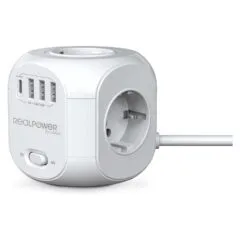 RealPower Steckdosenwürfel PowerBox 431 + 3xUSB-A 1xUSB-C